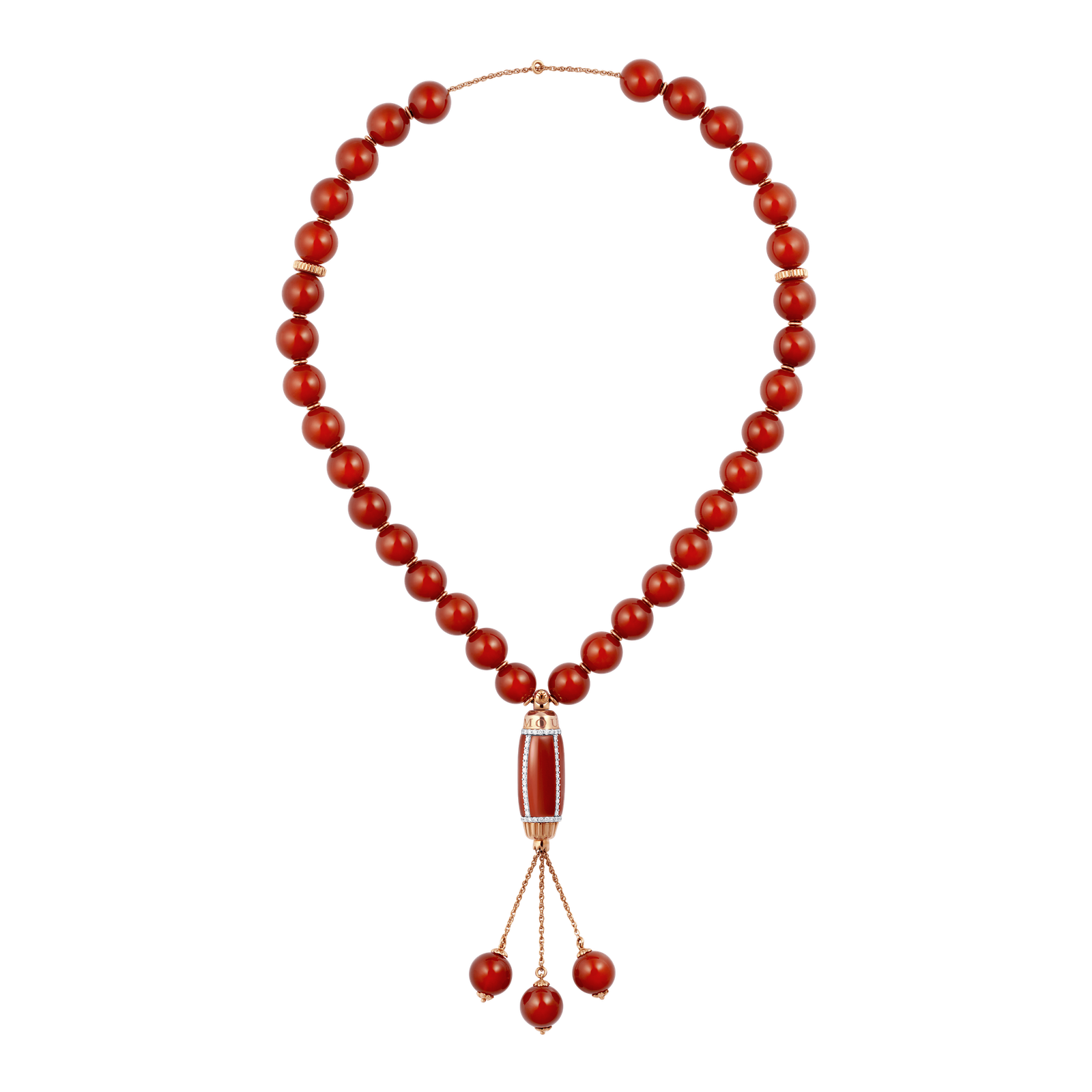 مسبحة جراند إليبس بالعقيق الأحمر والماس