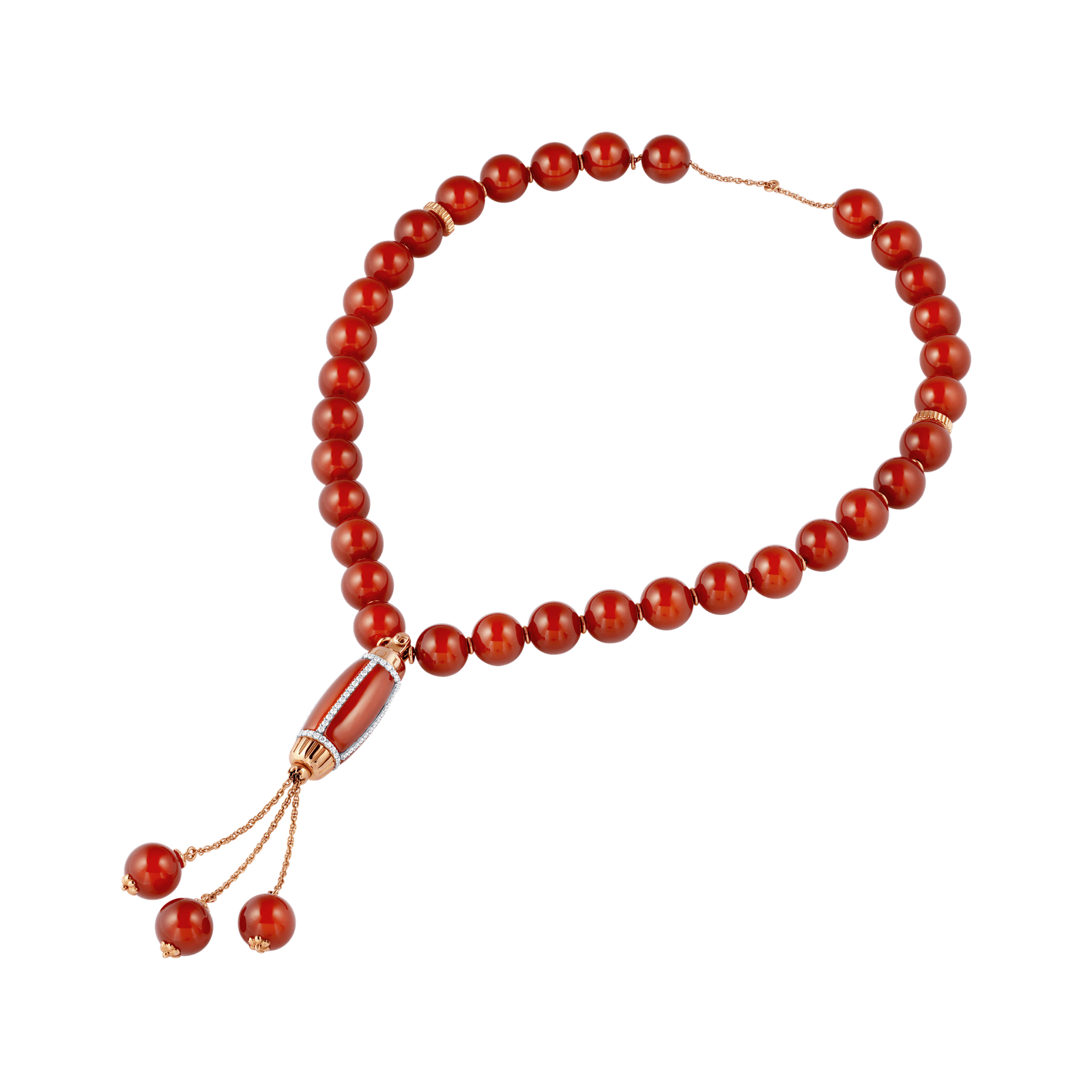 مسبحة جراند إليبس بالعقيق الأحمر والماس